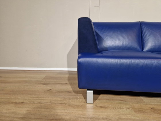 Image 1 of Leolux Saina 3 seater Sofa Blue Leather Design