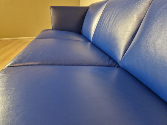 Image 1 of Leolux Saina 3 seater Sofa Blue Leather Design