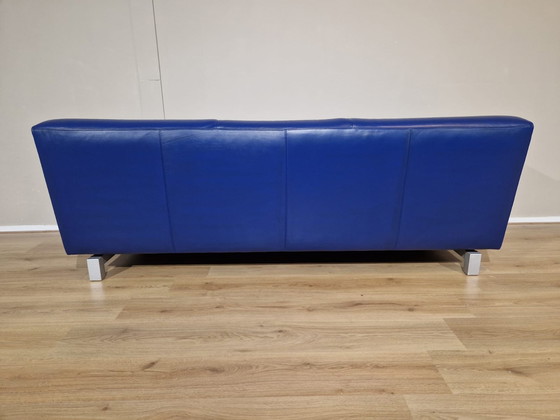 Image 1 of Leolux Saina 3 seater Sofa Blue Leather Design