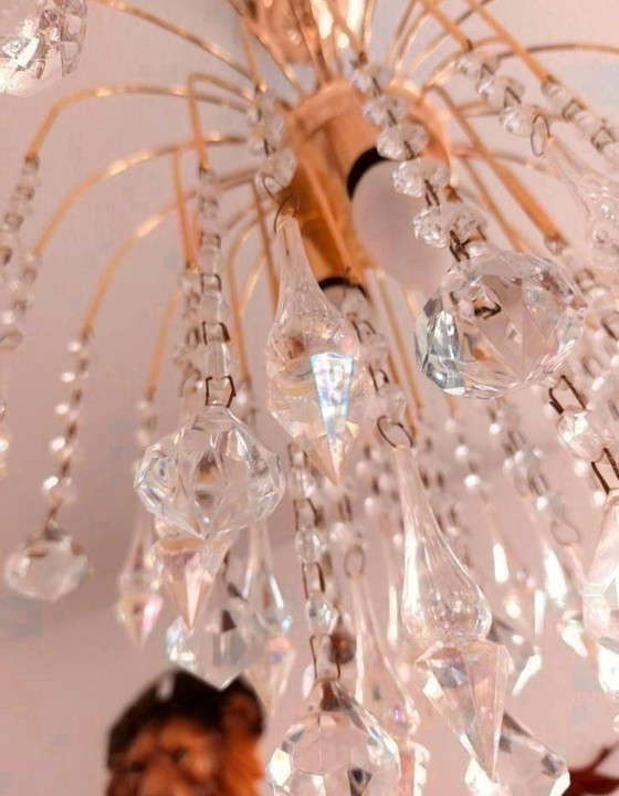 Image 1 of Lampada a sospensione vintage in stile Hollywood Regency opalescente