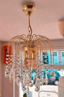 Lustre pendentif opalescent Hollywood Regency Vintage