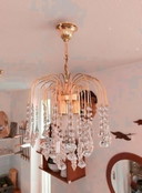 Lampada a sospensione vintage in stile Hollywood Regency opalescente