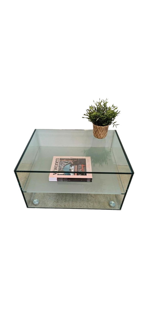 Glass Space Age Design Side Table, TV Furniture