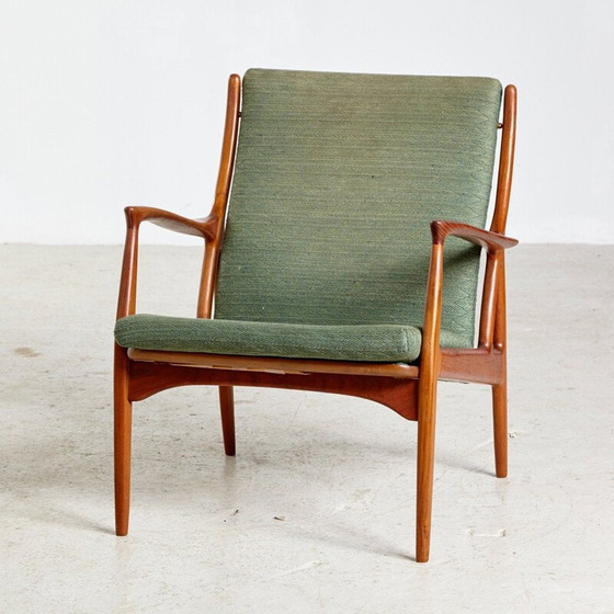 Image 1 of Vintage Teak & Upholstery Armchair by Erik Andersen & Palle Pedersen for Horsnaes Møbler, Danish 1960s