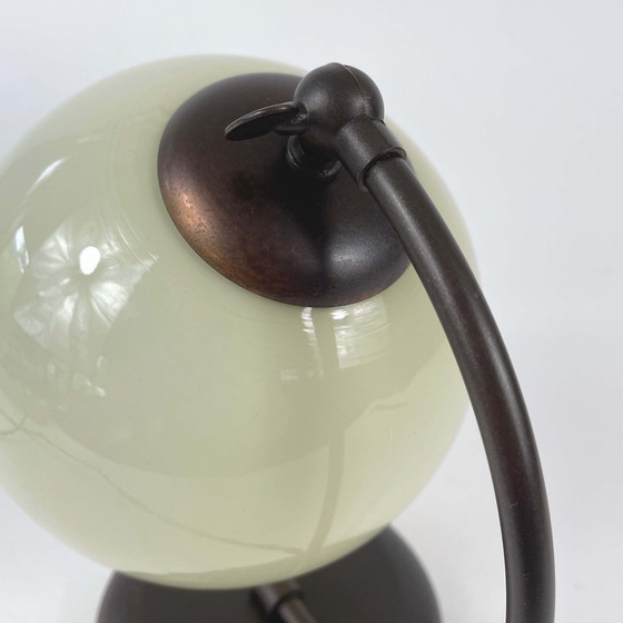 Image 1 of Art Deco Bronzed Brass & Opaline Table Lamp, Germany 1930s