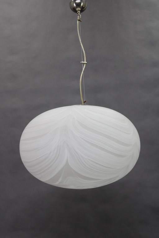 1980S Large Oval Murano Glass Pendant Light, Italy 