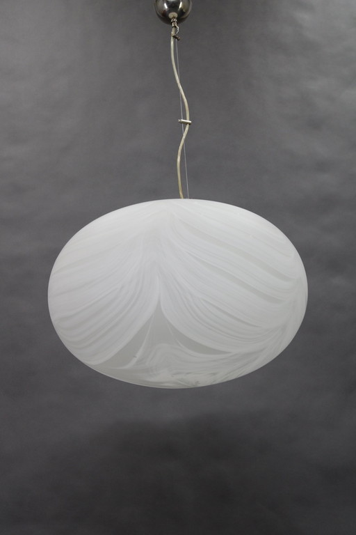 1980S Large Oval Murano Glass Pendant Light, Italy 