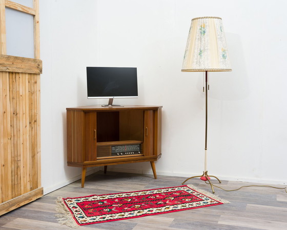 Image 1 of 50s corner chest of drawers / TV cabinet with blinds doors.