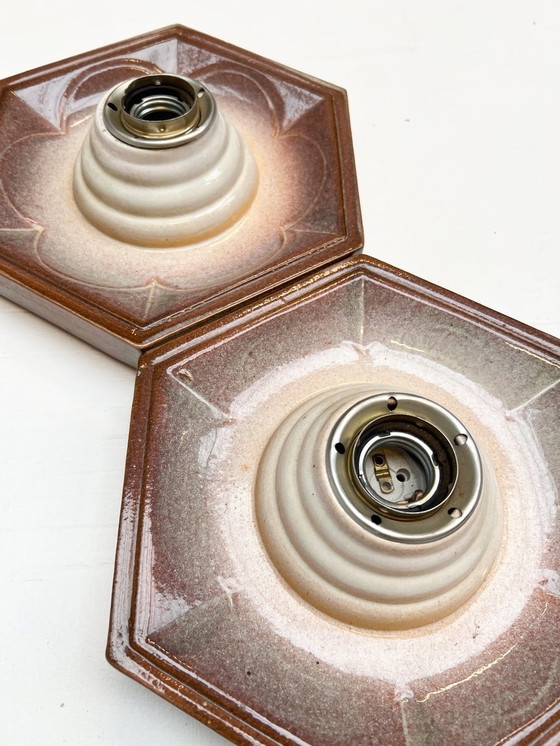 Image 1 of Set of Ceramic Hustadt Leuchten Wall Lights (2), 1960'S