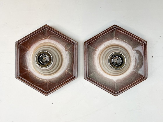 Image 1 of Set of Ceramic Hustadt Leuchten Wall Lights (2), 1960'S