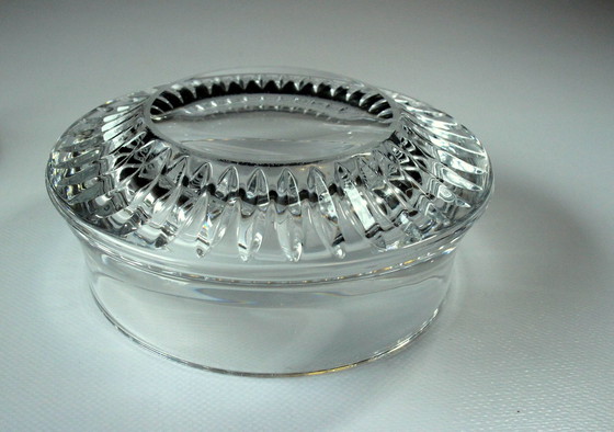 Image 1 of 1930S Art Deco lead crystal bonbonnière, heavy tin box