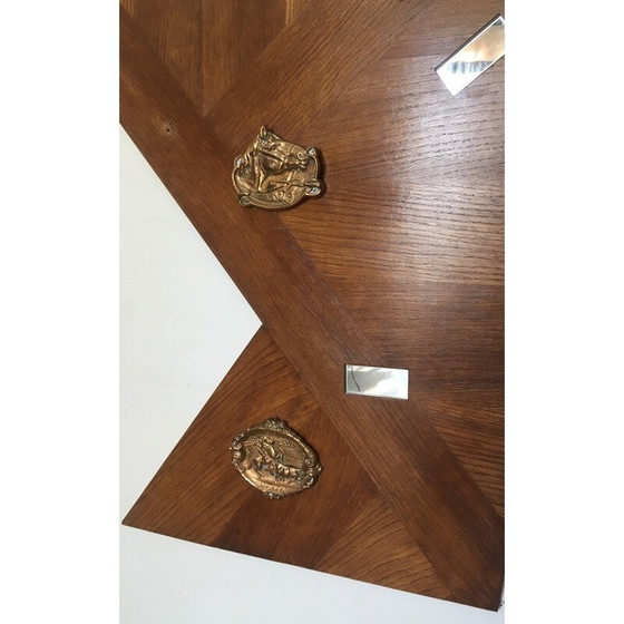 Image 1 of Vintage teak and brass wall panel