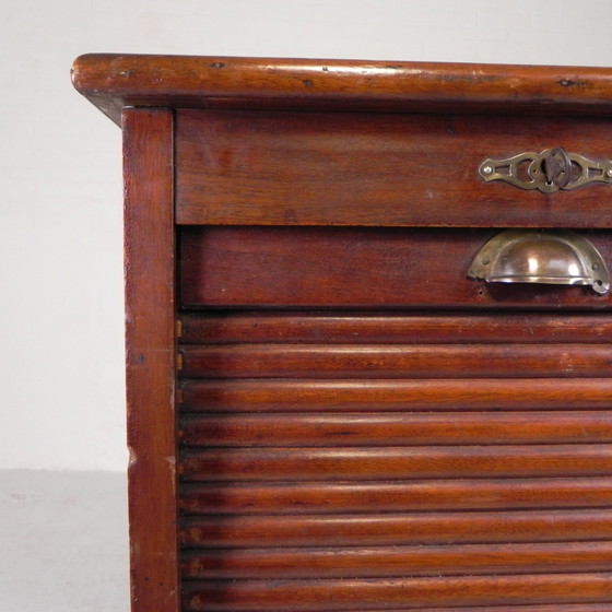 Image 1 of Oak Shutter Cabinet With 1 Shutter, 100 Cm High, 1930s