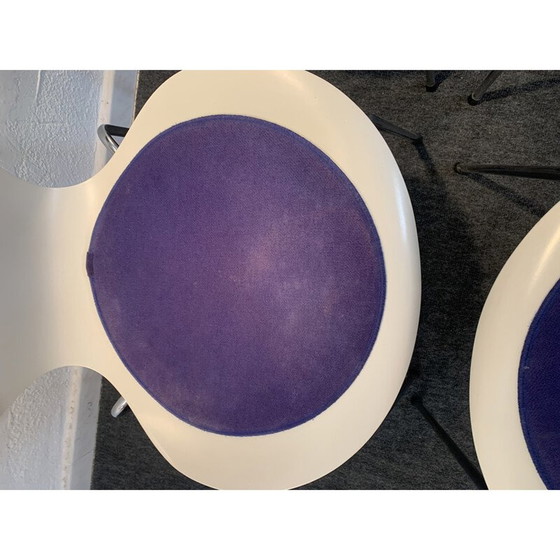 Image 1 of Set of 6 vintage chairs in white lacquer and chrome by Arne Jacobsen for Fritz Hansen