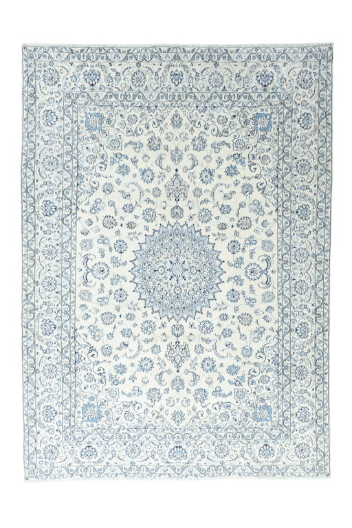 Hand-knotted Nain 9 La Oriental Rug With Silk - 340 X 243 Cm