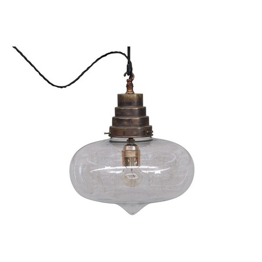 Vintage clear glass French pendant lamp, 1950s