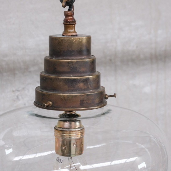 Image 1 of Lampada a sospensione francese vintage in vetro trasparente, anni '50