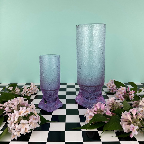 Image 1 of Glasses and carafe set Alexandrite glass Brutalist