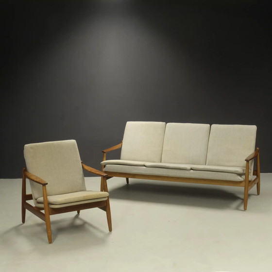 Image 1 of Canapé en teck et chaise longue assortie de Poul M. Volther pour Frem Rølje.