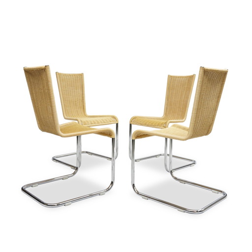 4X Tecta Wk 724 chairs | cantilever chairs Tecta wickerwork