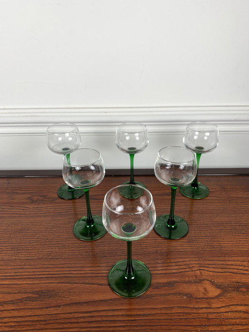  Set Of 6 Alsatian Wine Glasses 