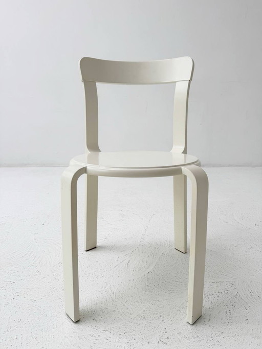 Set of 2 white Poli model 3700 stacking chairs from Dietiker 1993Er