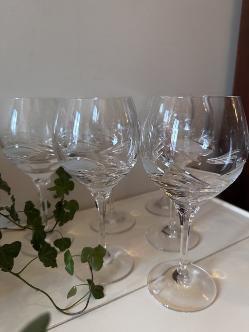 Set Of 6 Heavy Crystal Wine Glasses
