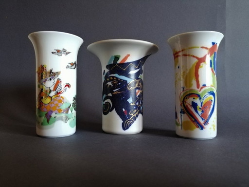 3X Rosenthal Studio Linie Vase, Bjorn Wiinlad Gilbert Portanier Carla Manco 1970/80S