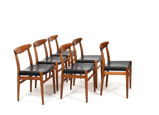 W2 Dining Chairs by Hans J. Wegner for C.M. Madsen, 1950s, Set of 6