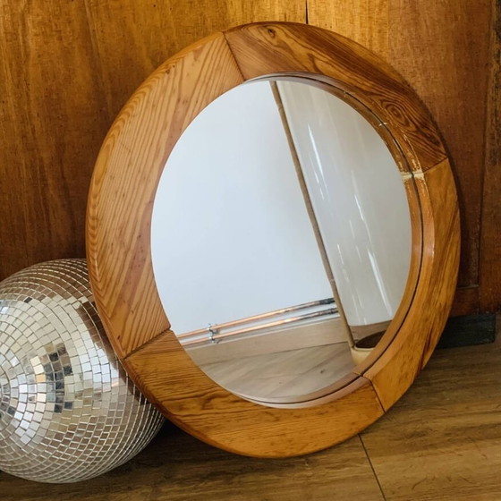 Image 1 of Vintage Pine Mirror By Glasmäster Markaryd Sweden 70s