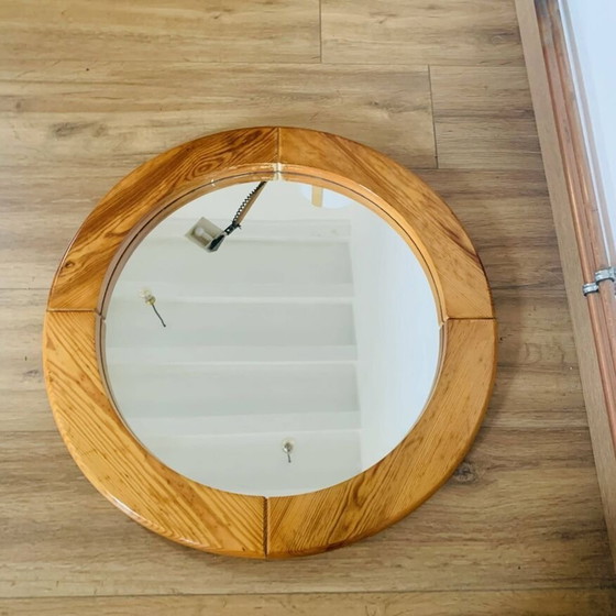 Image 1 of Vintage Pine Mirror By Glasmäster Markaryd Sweden 70s