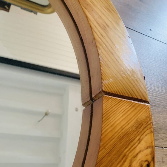 Image 1 of Vintage Pine Mirror By Glasmäster Markaryd Sweden 70s
