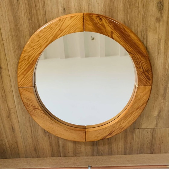 Image 1 of Vintage Pine Mirror By Glasmäster Markaryd Sweden 70s