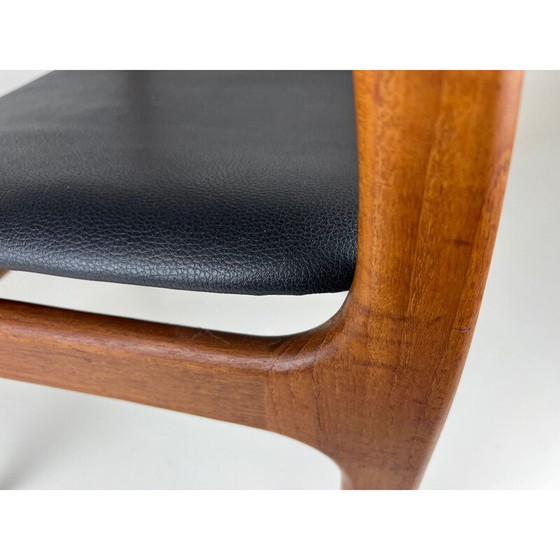 Image 1 of Vintage teak and leather chair by Erik Buck for Oddense Maskinsnedkeri, Denmark 1960