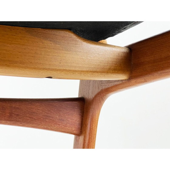 Image 1 of Vintage teak and leather chair by Erik Buck for Oddense Maskinsnedkeri, Denmark 1960