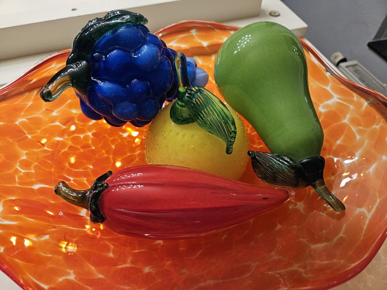 Image 1 of Czech Bohemian Glass Bowl And Fruit