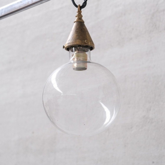 Image 1 of Vintage glass and brass pendant lamp, France 1960