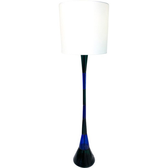 Image 1 of Mid-century blue and green Murano glass floor lamp by Fulvio Bianconi for Venini, Italy 1950s