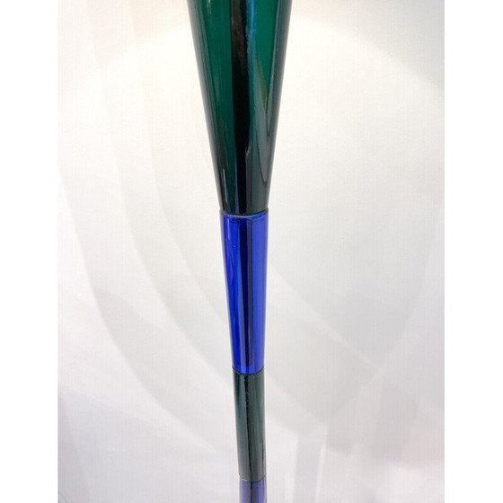 Image 1 of Mid-century blue and green Murano glass floor lamp by Fulvio Bianconi for Venini, Italy 1950s