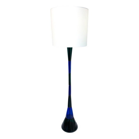 Image 1 of Mid-century blue and green Murano glass floor lamp by Fulvio Bianconi for Venini, Italy 1950s