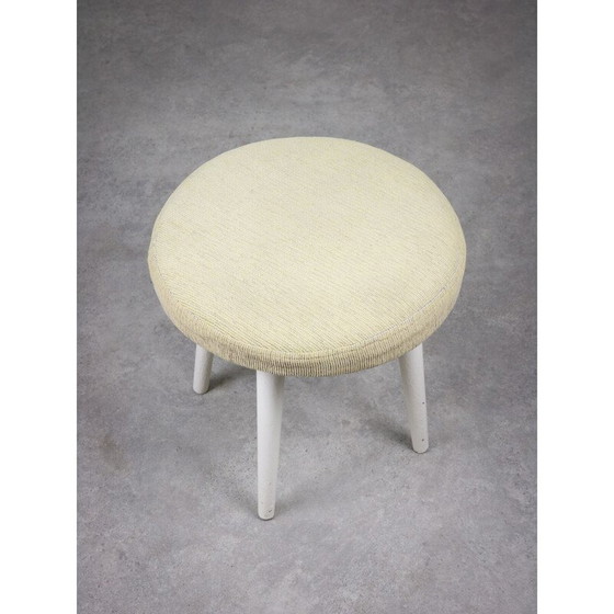 Image 1 of Vintage stool in beige fabric, Italy 1980