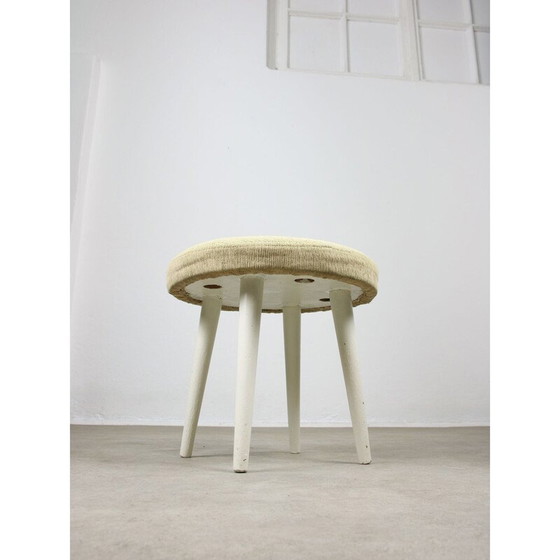 Image 1 of Vintage stool in beige fabric, Italy 1980