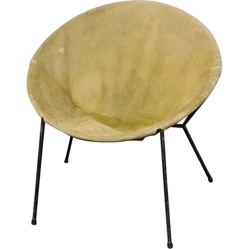 Vintage leather folding balloon armchair by Lutsch and Co, Germany