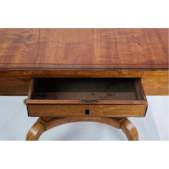 Image 1 of Tavolo Impero vintage con pendenti e intarsi in legno di betulla, Danimarca, anni '40 del XIX secolo