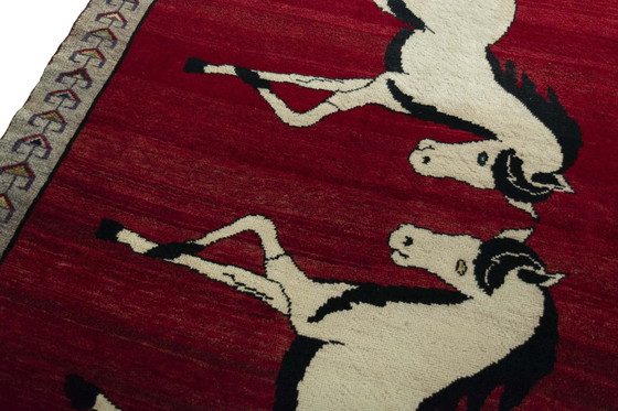 Image 1 of Hand-knotted Gabbeh nomadic rug - 163 X 130 Cm - Horses