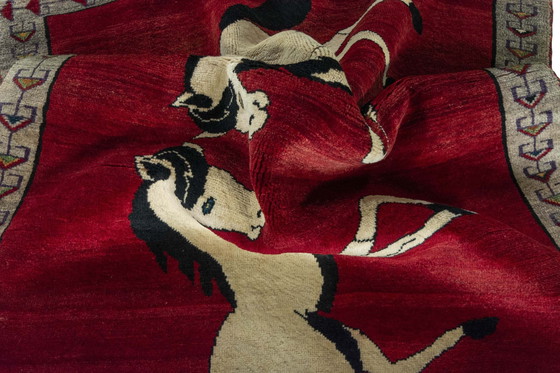 Image 1 of Hand-knotted Gabbeh nomadic rug - 163 X 130 Cm - Horses