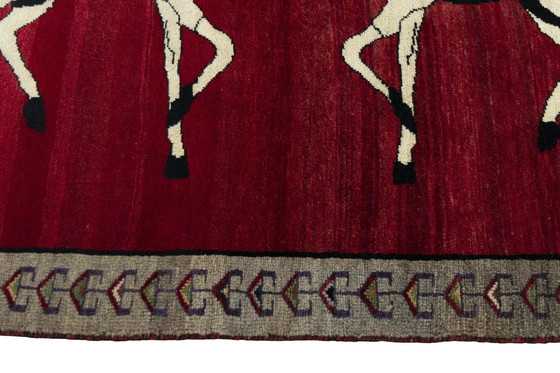 Image 1 of Hand-knotted Gabbeh nomadic rug - 163 X 130 Cm - Horses