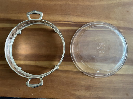 Pyrex Oven Dish With Silver Holder