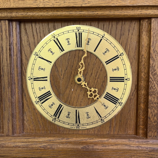 Wooden Oak Westclox Wall Clock, Germany 1980S.