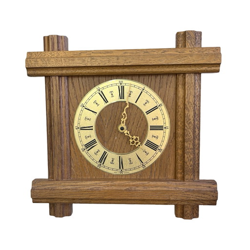 Wooden Oak Westclox Wall Clock, Germany 1980S.